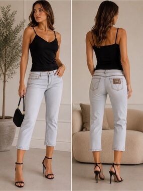 D&g Dolce & Gabbana denim jean low rise Capri straight leg Sz 27 light Wash
